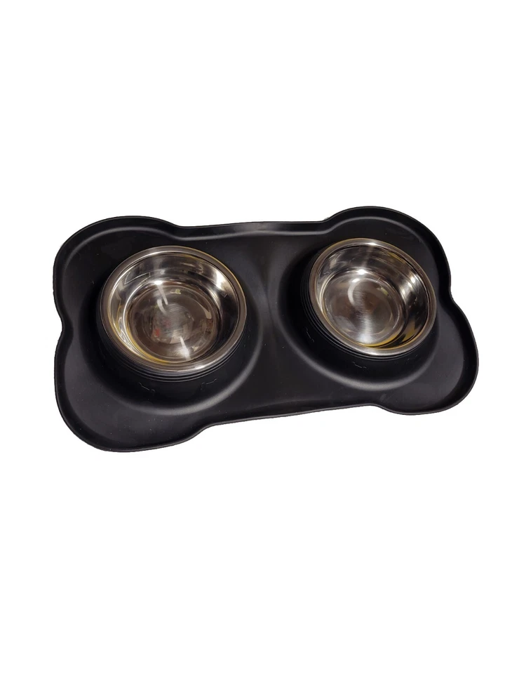 Doppel Hundenapf Silikon Unterlage Hund Katze Fressnapf Futter Bar Napf Station - Bild 1 von 1