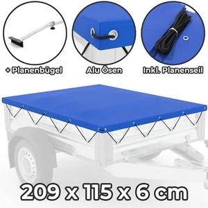 Lona de remolque + barra de lona 209 x 115 cm lona plana Stema 750 kg lona de cubierta coche - Imagen 1 de 10