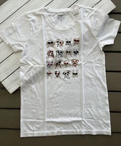 J. Camiseta de coleccionista Crew Factory para mujer "Perros con gafas de sol" - Imagen 1 de 5
