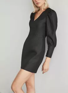 NEW BCBGMAXAZRIA METALLIC PUFF SHOULDER DRESS CBF62P75/M465A SIZE 2 - Picture 1 of 6