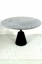 TAVOLO ROTONDO PIANO MARMO BASE CONO ACCIAIO DESIGN ANNI '70/'80 MADE IN ITALY