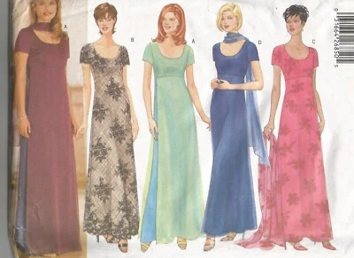 5368 Butterick Patrón de Costura SIN CORTAR Vestido de Noche Bufanda Talla Grande 18 20 22 Foto 1 de 4