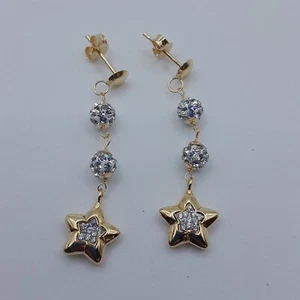 ORECCHINI PENDENTI STELLA ORO GIALLO 18KT, GRAMMI 1,90 - Foto 1 di 1