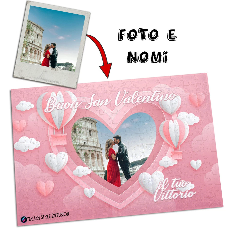 PUZZLE PERSONALIZZATO SAN VALENTINO A4 CANDY SKY 192 TASSELLI CON FOTO DEDICA  - Immagine 1 di 1