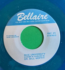 RICE OWLS FIGHT SONG ~ ORIGINAL BLAU VINYL 45 RPM SCHALLPLATTE - Bild 1 von 2