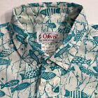 Mens Vintage Orvis Nylon Shirt Fly Fishing Button Up All Over Print Sz Med USA