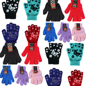 Thermal Warm Boys Girls Kids Children Gripper School Stretch Magic Gloves