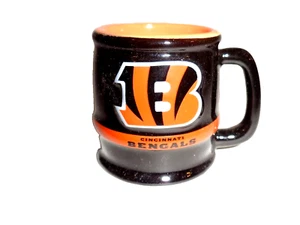 CINCINNATI BENGALS CERAMIC COLLECTIBLE MUG SHOT GLASS 2.0 OZ NFL LICENSED NEW - Picture 1 of 5