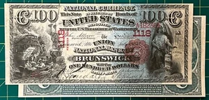 Reproduction $100 National Bank Note 1875  Brunswick ME Copy USA Read Below!!! - Picture 1 of 9