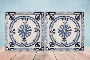 Azulejos de pared de cerámica griega - Juego de 2 azulejos de arte de cerámica para salpicadero de cocina para baño - Imagen 1 de 3