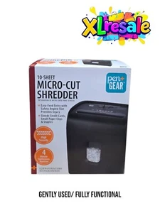 (Used) Pen + Gear 10-Sheet Micro-Cut Paper Shredder with 4 Gallon Bin, Black - Picture 1 of 8