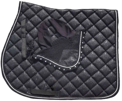 JUEGO DE ALMOHADILLAS DE SILLA DE MONTAR BRILLANTES PARA TODO USO CABALLO A JUEGO MOSCA CAPÓ VELO OREJA CAPÓ CONJUNTO Foto 1 de 4