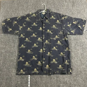 Bugle Boy Mens Hawaiian Shirt 2XL Button Up Short Sleeve Island Palm House - Picture 1 of 8
