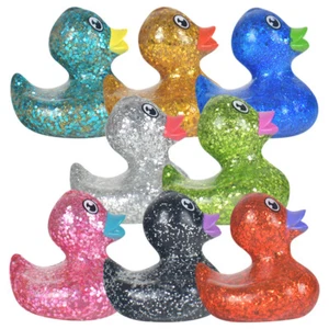 1.75" Inch Vinyl Rubber Glitter Ducklings Ducks: BLACK RED PINK BLUE and MORE!!! - Picture 1 of 2