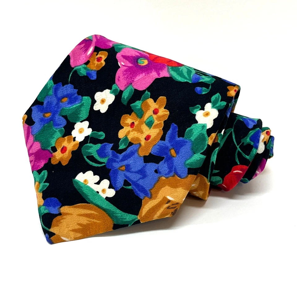 Corbata de cuello vintage para hombre Nino Cerruti - 100 % seda hecha en EE. UU. colorida floral Foto 1 de 4