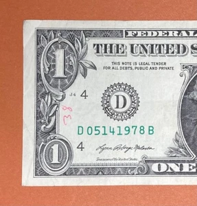 May 14, 1978 (D 05141978 B) Birthday Note $1 One Dollar Bill - Bild 1 von 3