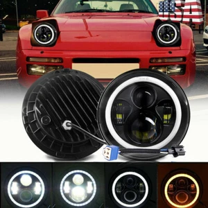 Halo 7" LED Headlights High Low Beam Angel Eyes DRL Fit Porsche 944 1983-1991 - Picture 1 of 11