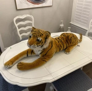 Melissa & Doug Jumbo TIGER 72"" von Pfote bis Schwanz über 5 Fuß lang. Plüschtiger - Bild 1 von 5