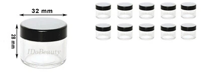 KOI 30 leere Töpfe 10 ml rund Nagel Behälter Glas Topf klar Kunststoff Edelsteine Glitzer Kunst