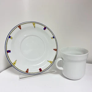 ⭐️ Richard Ginori CLIPPER ARMONÍA Italia Taza de café y platillo banderas náuticas - Imagen 1 de 4