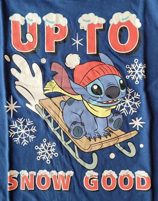 Футболка Disney Stitch «До снега хорошо» для мальчиков темно-синяя размер M (8) - Изображение 1 из 4