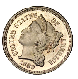 1880 Proof Three Cent Piece - Sharp Proof !! - Picture 1 of 2