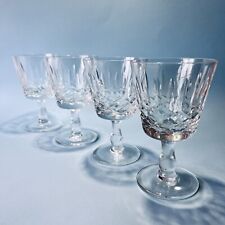 4 Vintage Crystal Glasses. Vertical & Diamond Cut Pettern.