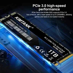 KIMTANK 1TB NVMe SSD M.2 PCIe Gen3 2000 MB/s für Gaming - SCHNELLE LIEFERUNG UK - Bild 1 von 5