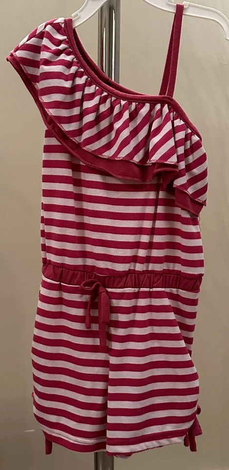 Mameluco a Rayas Rosa Casa de Muñecas Niñas - Pantalones Cortos Ajustados Cintura Elástica con Volantes Volantes Foto 1 de 4