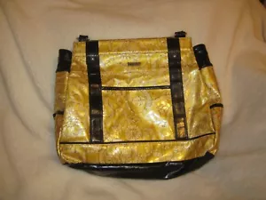 Large Miche Tote Base With Gold Floral Cover Size 12 x 16 EUC Strap 9 Inch Drop - Picture 1 of 12