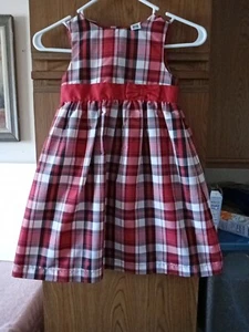 Carter's Size 5T Red Plaid Sleeveless Dress Nylon Lined - Picture 1 of 6