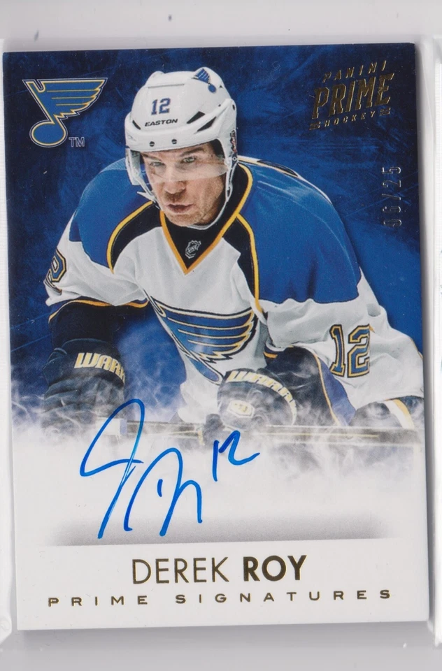 2013-14 Panini Prime Signatures Gold /25 Derek Roy #S-DR Auto ST.LOUIS BLUES - Image 1 of 1