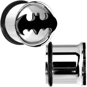 Batman Single Flare plugs/ tunnels with O-ring 316l Surgical Steel (A/3/A5) - Picture 1 of 4