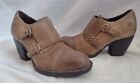 Born Brown Leather Booties Side Zip With Buckle Accents Size 7