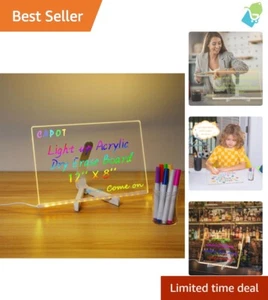 Stylish LED Night Light Acrylic Dry Erase Board - 11.8'' x 7.9'' with Color Pens - Picture 1 of 11