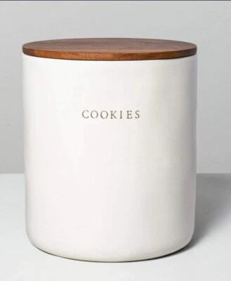 Hearth & Hand Magnolia Cookie Jar Canister Stoneware with Wood Lid - Image 1 of 4
