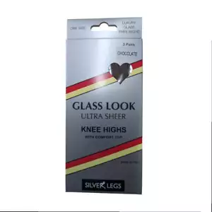 Silver Legs 2 Pair Pack Ultra Sheer Glass Translucent Knee Highs (Made In Italy) - Picture 1 of 1