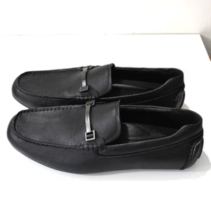 Calvin Klein Shoes Mens SZ 10 M Black Otilis Driving Loafers Chain Faux Leather - Picture 1 of 9