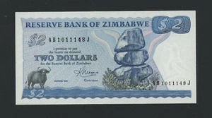 ZIMBABWE 2 DOLLARS 1983 PICK # 1b UNC. - Picture 1 of 2