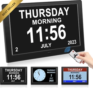 10.1" Dementia Digital Clock Day Date Alarm Auto Dimming Remote for Seniors - Picture 1 of 12