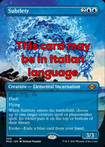 MTG SUBTLETY ITALIAN EXC - SOTTIGLIEZZA - MH2 EXTRA IT - MAGIC - Imagen 1 de 1