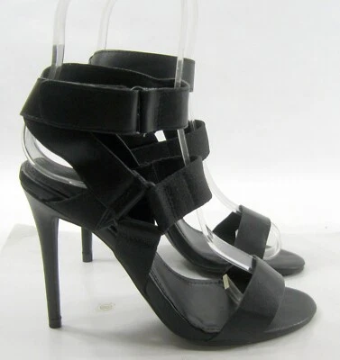Anne Michel Black 4.5"High Stiletto Heel Open Toe ankle Strap Shoes WOMEN Size 6 - Image 1 of 4