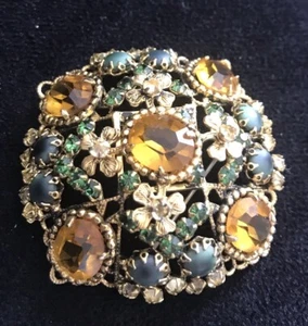 Very Rare Fabulous Signed SCHREINER Of New York Amber Color Green & Gold. - Picture 1 of 15