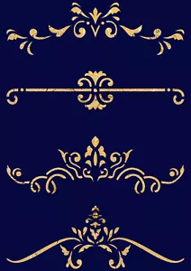 Header STENCIL Border Vintage Paint Wall Furniture Cards Reusable Crafts Art SC1 - Picture 1 of 17