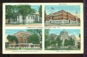 Formation Corner ELKHART INDIANA Multi View Postcard - Imagen 1 de 1