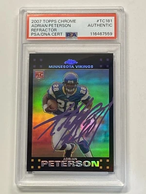 ADRIAN PETERSON 2007 Topps Chrome #TC181 RC Refractor Autograph PSA DNA - Image 1 of 2
