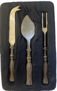 Silea Cartisane 3pc Silver-Plated Cheese Knife Set Artisan Hors d'Oeuvres Spread - Picture 1 of 5
