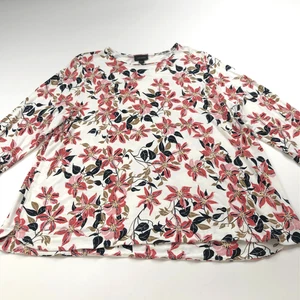 J.Jill Wearever Collection XL Pullover Top Shirt All Over Print Floral White - Picture 1 of 8