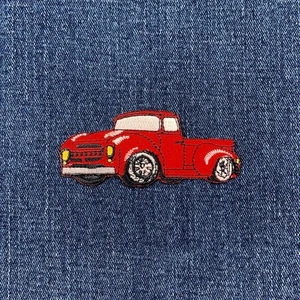 Red Truck Applique Patch - Embroidered Car Collector Badge 3" (Iron On) - Picture 1 of 2
