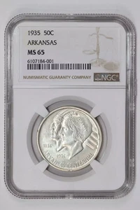 1935 ARKANSAS COMMEMORATIVE HALF DOLLAR NGC MS65 - Picture 1 of 2